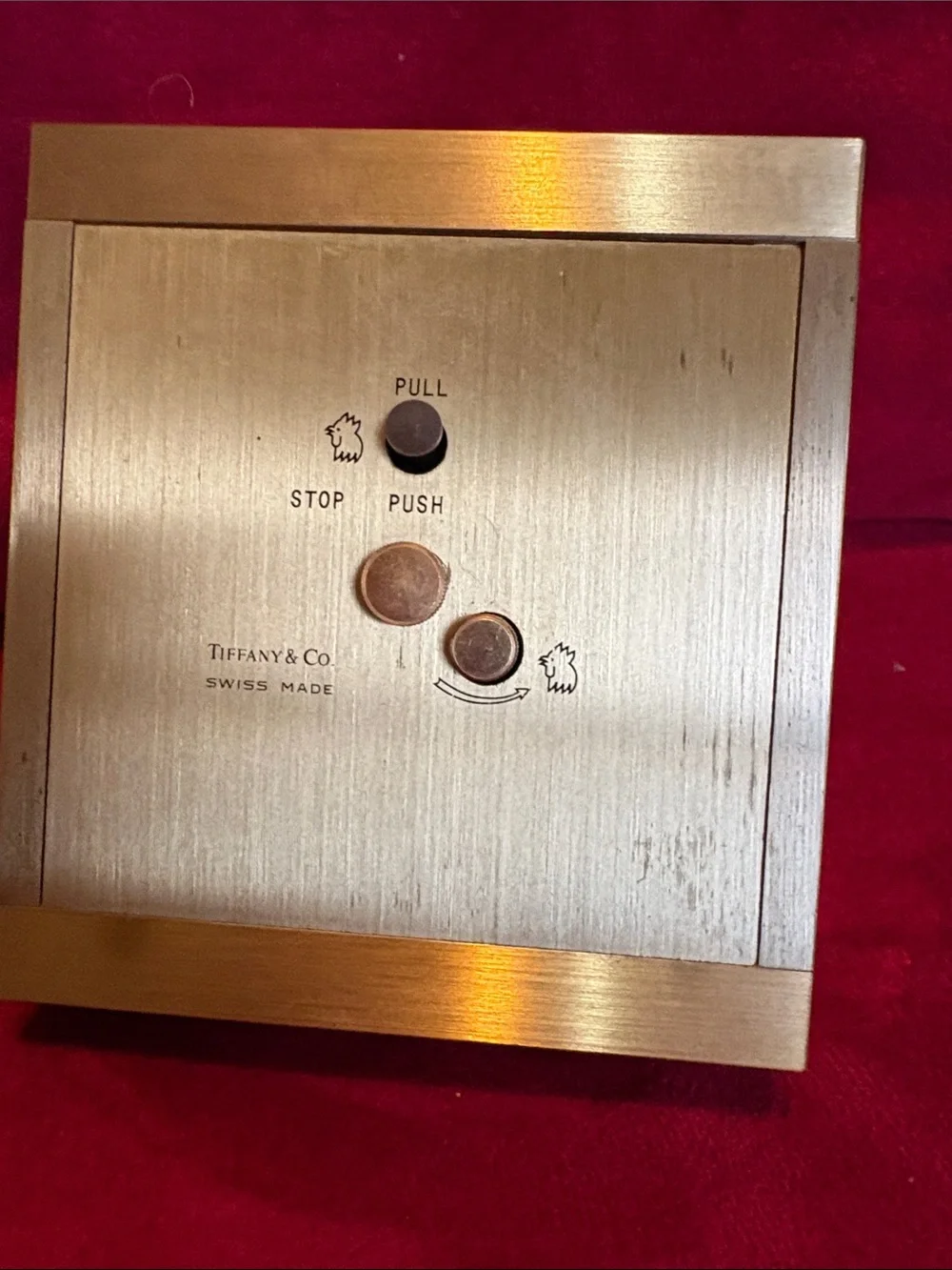 Tiffany & Co. Gold Frame Desk Clock with White Dial